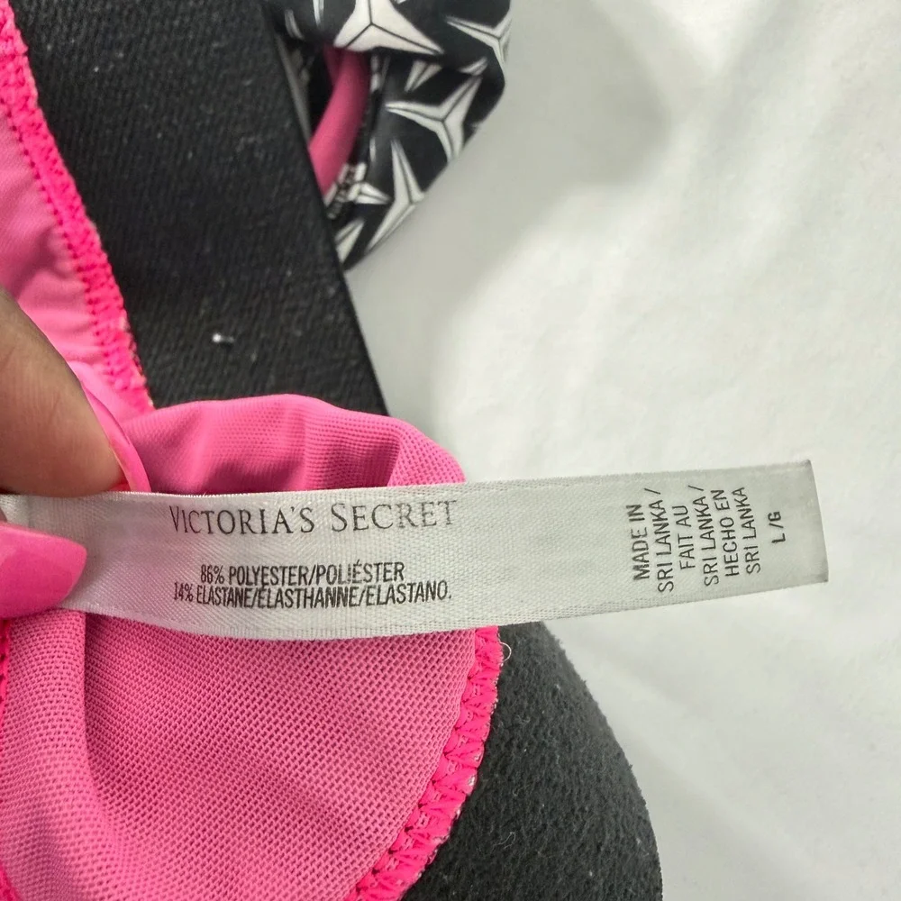 Victoria's Secret VSX The Player Racerback Sport‎ Bra Black Grey Pattern Size L